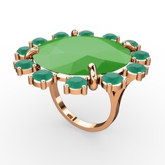 Lumi Yüzük - Neon yeşil akrilik ve kök zümrüt 14 ayar rose altın yüzük #1dsx1i4