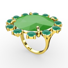 Lumi Yüzük - Neon yeşil akrilik ve kök zümrüt 18 ayar altın yüzük #1iijdje