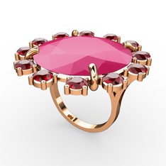 Lumi Yüzük - Neon pembe akrilik ve garnet 14 ayar rose altın yüzük #1j0vyyj