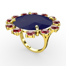 Lacivert akrilik ve garnet 8 ayar altın yüzük