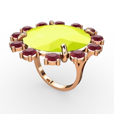 Lumi Yüzük - Neon sarı akrilik ve kök yakut 14 ayar rose altın yüzük #1vzztb9