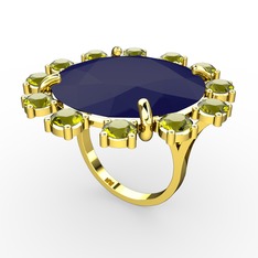 Lumi Yüzük - Lacivert akrilik ve peridot 14 ayar altın yüzük #1x6krrb