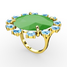 Lumi Yüzük - Neon yeşil akrilik ve akuamarin 8 ayar altın yüzük #ewnte5
