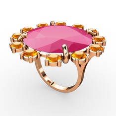 Lumi Yüzük - Neon pembe akrilik ve sitrin 18 ayar rose altın yüzük #hypiei