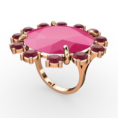 Lumi Yüzük - Neon pembe akrilik ve kök yakut 14 ayar rose altın yüzük #ptqrwd