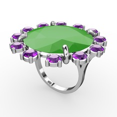 Lumi Yüzük - Neon yeşil akrilik ve ametist 18 ayar beyaz altın yüzük #tb3vdy