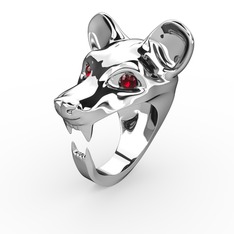 Garnet 8 ayar beyaz altın yüzük