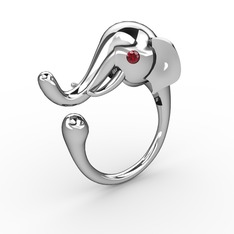 Fil Yüzük - Garnet 18 ayar beyaz altın yüzük #1si1713